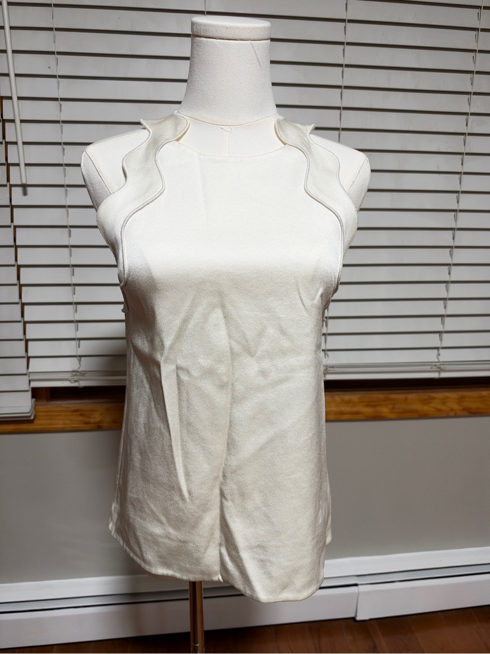 3.1 Phillip Lim Cream Scalloped Trim Sleeveless Blouse